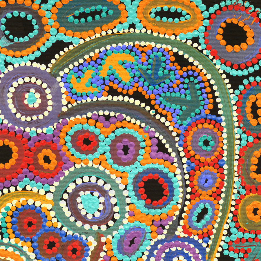 Aboriginal Artwork by Lee Nangala Gallagher, Yankirri Jukurrpa (Emu Dreaming) - Ngarlikurlangu, 30x30cm