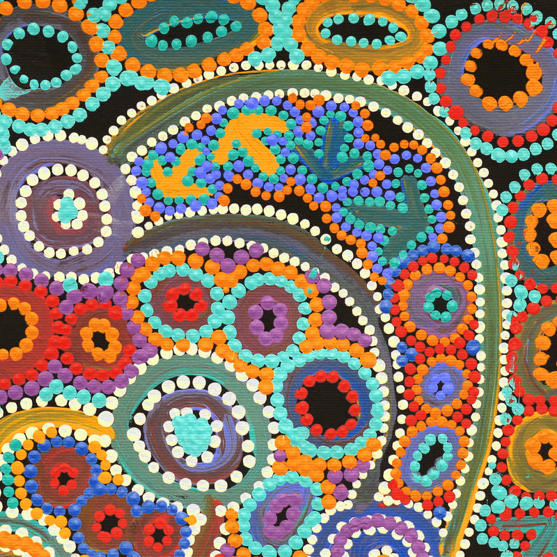 Aboriginal Artwork by Lee Nangala Gallagher, Yankirri Jukurrpa (Emu Dreaming) - Ngarlikurlangu, 30x30cm