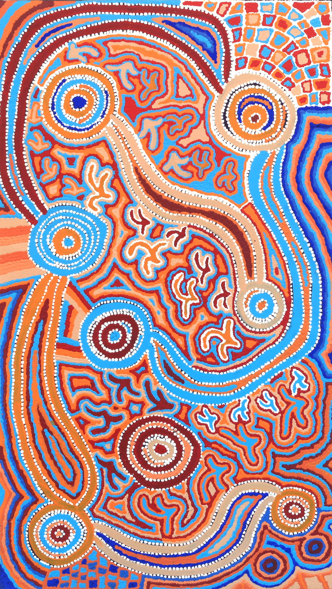 Aboriginal Art by Lee Nangala Gallagher, Yankirri Jukurrpa - Ngarna, 107x61cm - ART ARK®