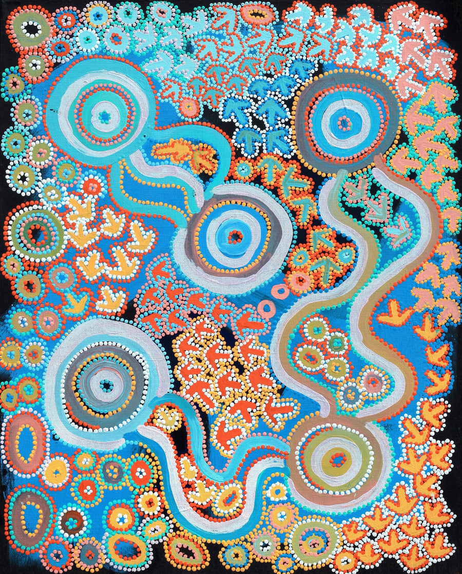 Aboriginal Artwork by Lee Nangala Gallagher, Yankirri Jukurrpa - Ngarna, 76x61cm