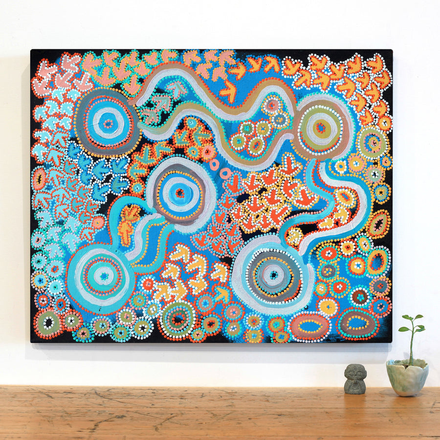 Aboriginal Artwork by Lee Nangala Gallagher, Yankirri Jukurrpa - Ngarna, 76x61cm