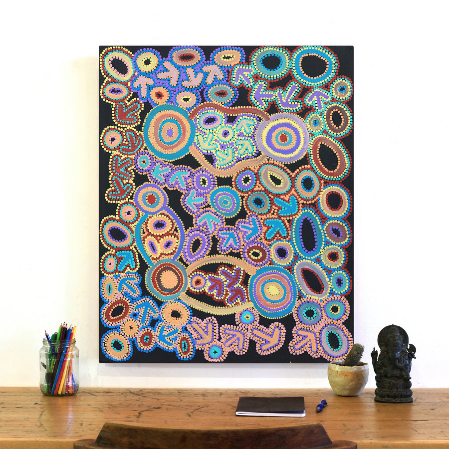 Aboriginal Artwork by Lee Nangala Gallagher, Yankirri Jukurrpa (Emu Dreaming) - Ngarlikurlangu, 76x61cm