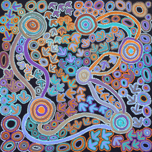Aboriginal Artwork by Lee Nangala Gallagher, Yankirri Jukurrpa (Emu Dreaming) - Ngarlikurlangu, 91x91cm - ART ARK®