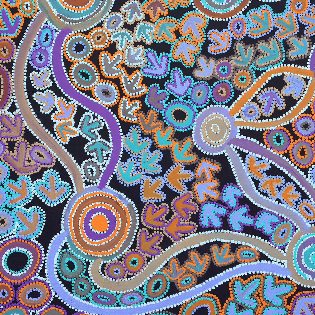 Aboriginal Artwork by Lee Nangala Gallagher, Yankirri Jukurrpa (Emu Dreaming) - Ngarlikurlangu, 91x91cm