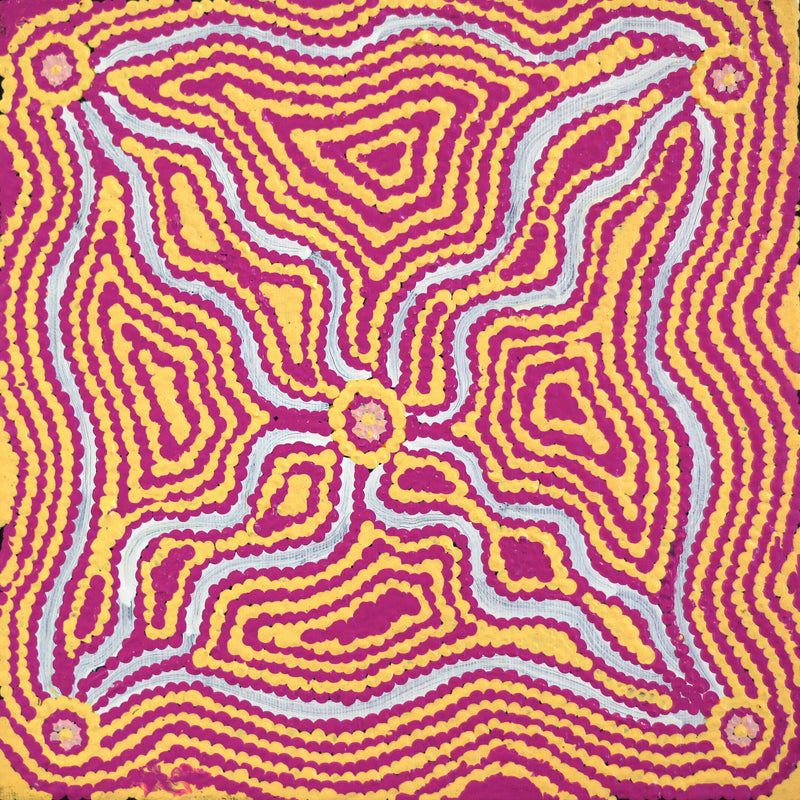 Aboriginal Artwork by Leanne Nungarrayi Jurrah, Yankirri Jukurrpa (Emu Dreaming) - Ngarlikurlangu, 30x30cm