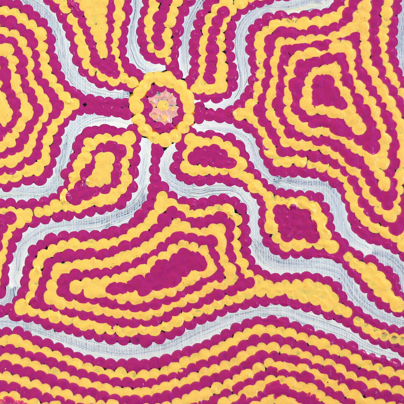 Aboriginal Artwork by Leanne Nungarrayi Jurrah, Yankirri Jukurrpa (Emu Dreaming) - Ngarlikurlangu, 30x30cm