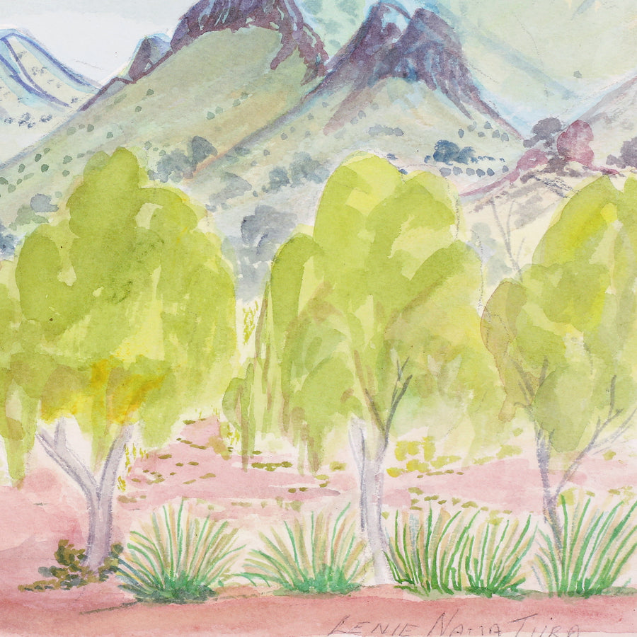 Aboriginal Artwork by Lenie Namatjira Lankin, Haasts Bluff, 32.5x23cm