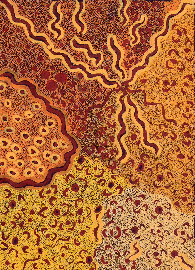 Aboriginal Artwork by Leonie Napaltjarri Kamutu, Lungkata, 70x50cm