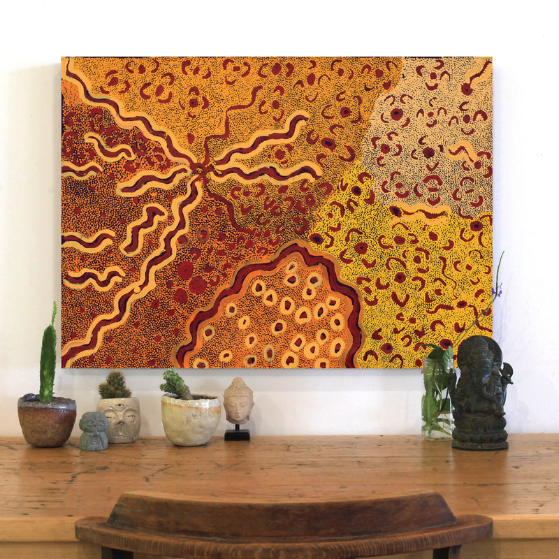 Aboriginal Artwork by Leonie Napaltjarri Kamutu, Lungkata, 70x50cm