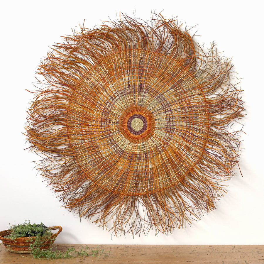 Aboriginal Artwork by Leonie Ngurruwuthun Wayulapuy, Woven Mat, 140cm