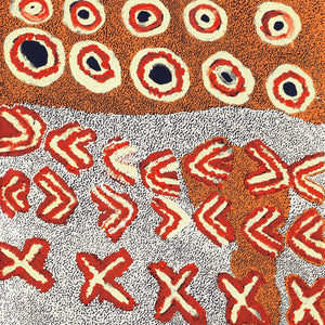 Aboriginal Art by Leonie Napaltjarri Kamutu, Talapa at Lingakurra, 100x40cm - ART ARK®