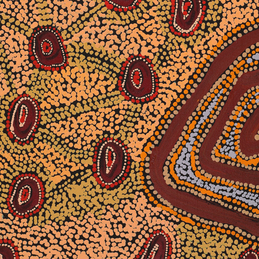Aboriginal Artwork by Leston Japaljarri Spencer, Warna Jukurrpa (Snake Dreaming), 152x122cm