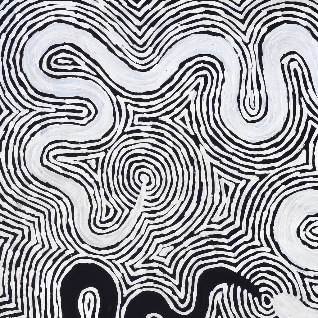 Aboriginal Artwork by Leston Japaljarri Spencer, Warna Jukurrpa (Snake Dreaming), 91x76cm