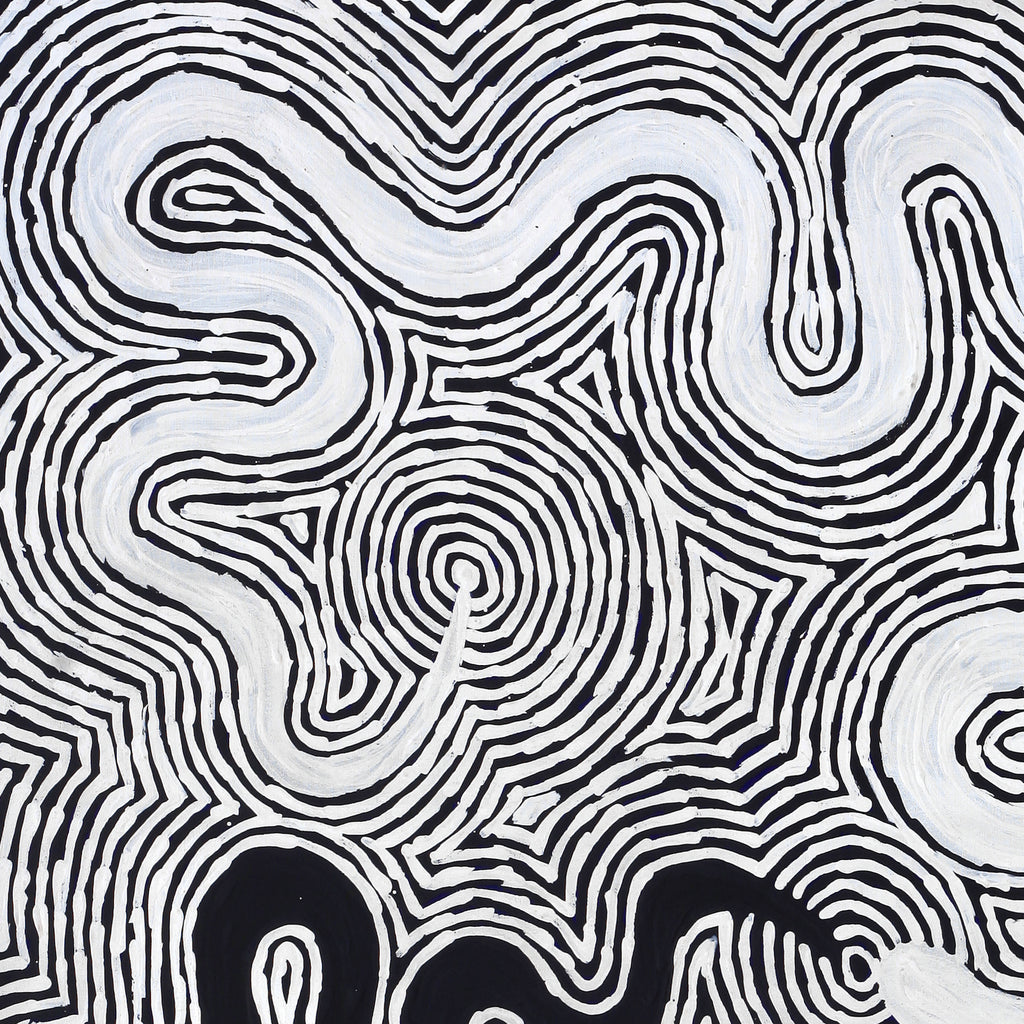 Aboriginal Artwork by Leston Japaljarri Spencer, Warna Jukurrpa (Snake Dreaming), 91x76cm - ART ARK®