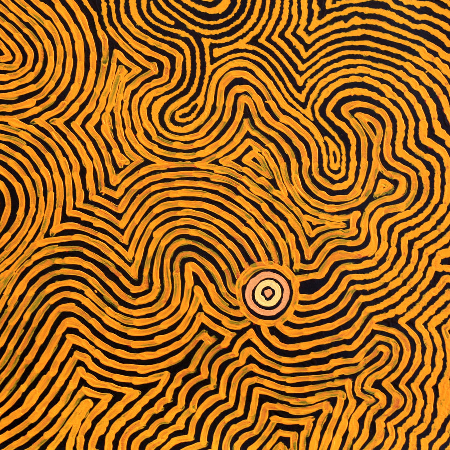 Aboriginal Artwork by Leston Japaljarri Spencer, Warna Jukurrpa (Snake Dreaming), 91x91cm