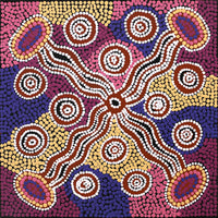 Aboriginal Artwork by Letisha Napanangka Marshall, Ngapa Jukurrpa (Water Dreaming) - Puyurru, 30x30cm