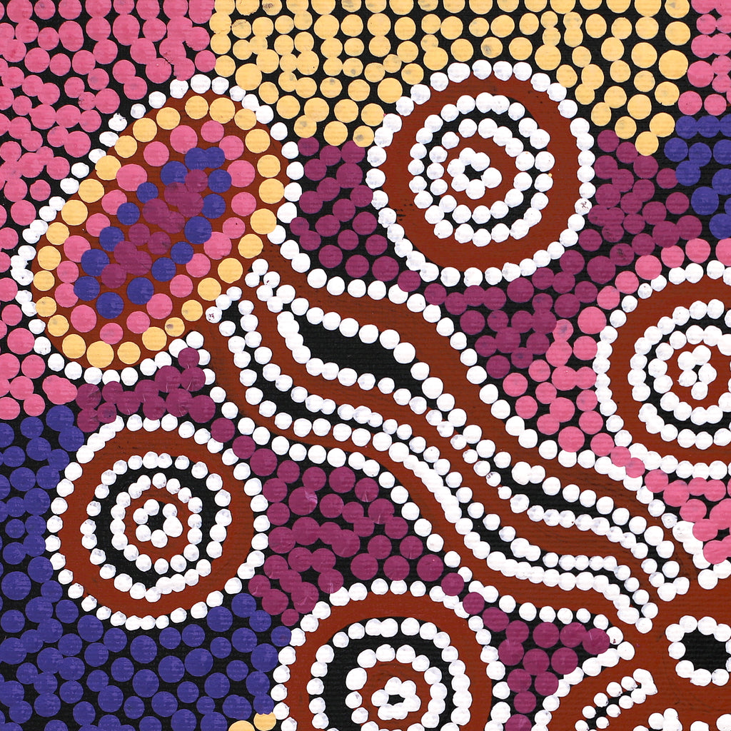 Aboriginal Artwork by Letisha Napanangka Marshall, Ngapa Jukurrpa (Water Dreaming) - Puyurru, 30x30cm