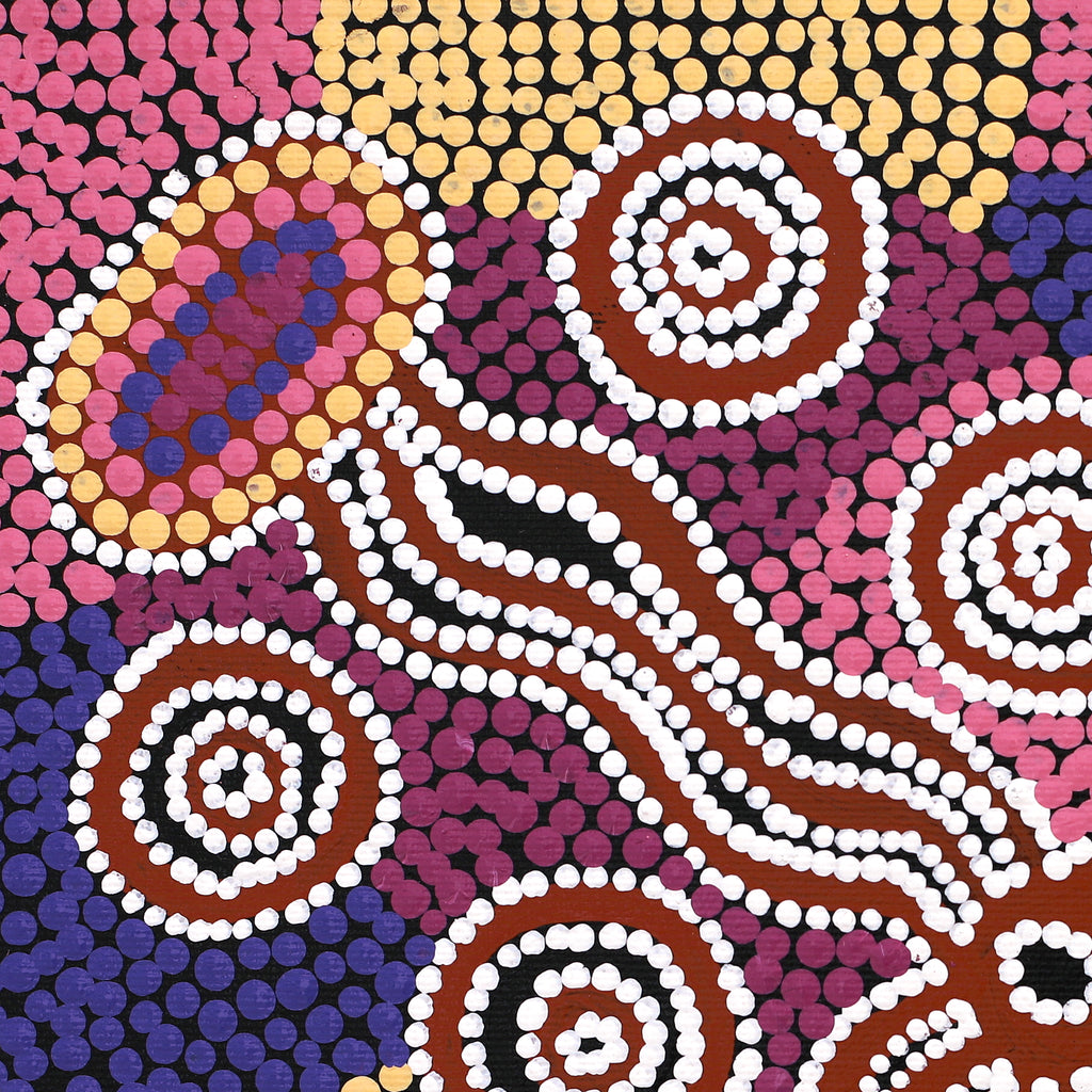 Aboriginal Art by Letisha Napanangka Marshall, Ngapa Jukurrpa (Water Dreaming) - Puyurru, 30x30cm - ART ARK®