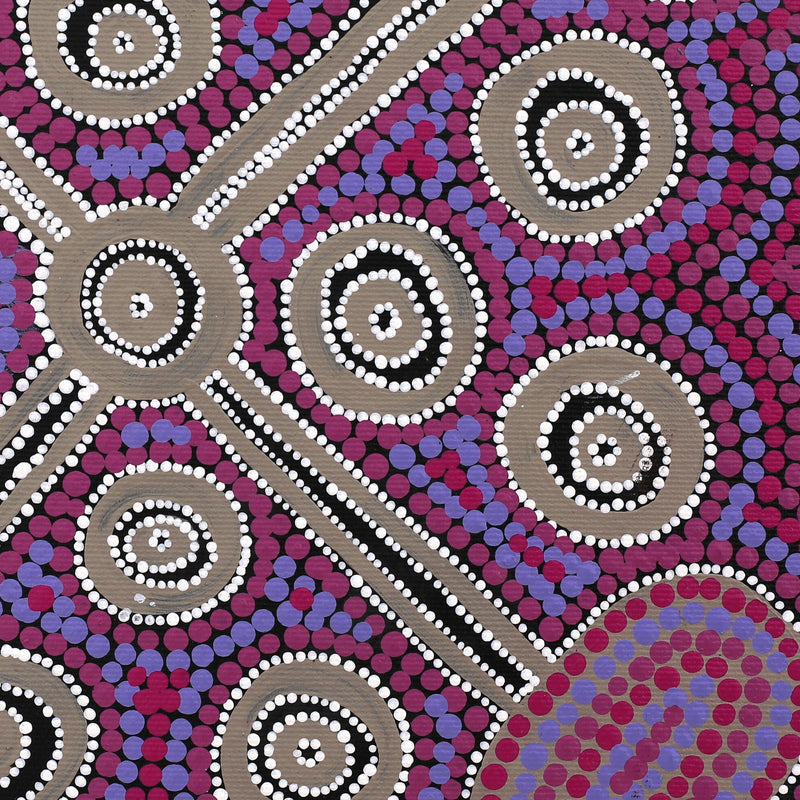 Aboriginal Artwork by Letisha Napanangka Marshall, Ngapa Jukurrpa (Water Dreaming) - Puyurru, 30x30cm