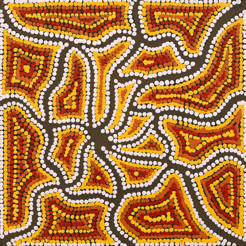 Aboriginal Artwork by Letisha Napanangka Marshall, Ngapa Jukurrpa (Water Dreaming) - Puyurru, 30x30cm