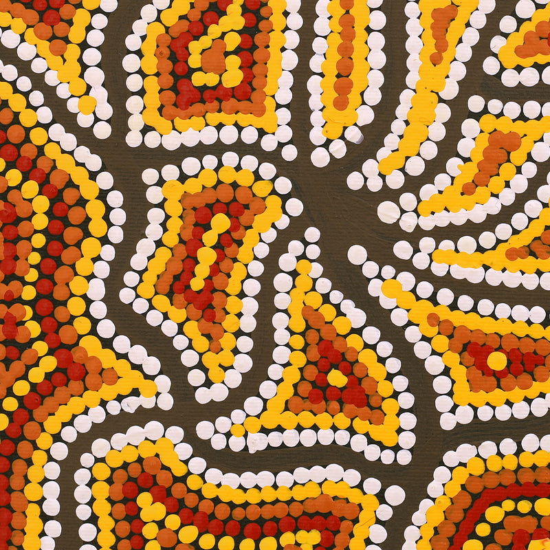 Aboriginal Artwork by Letisha Napanangka Marshall, Ngapa Jukurrpa (Water Dreaming) - Puyurru, 30x30cm