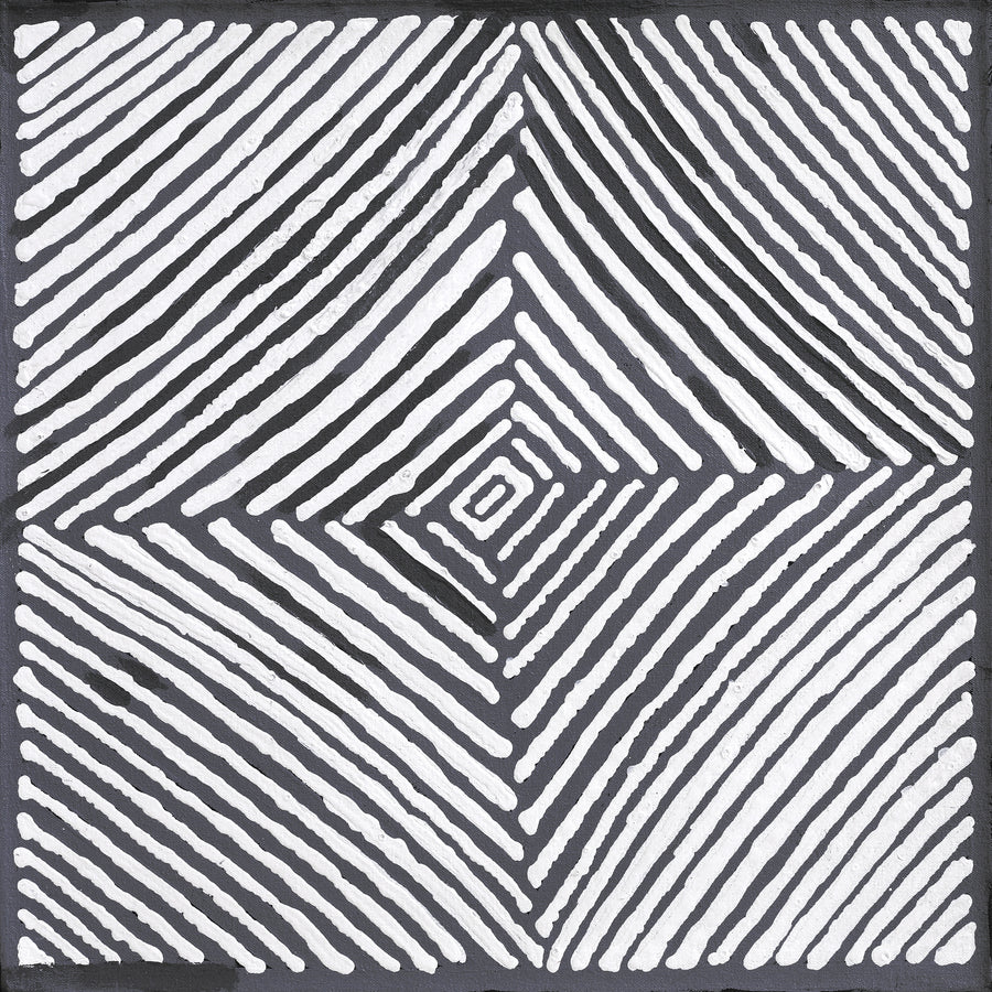 Aboriginal Artwork by Letisha Napanangka Marshall, Ngapa Jukurrpa (Water Dreaming) - Puyurru, 46x46cm