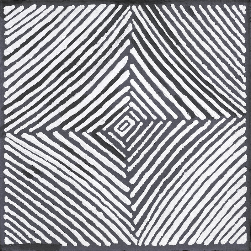 Aboriginal Artwork by Letisha Napanangka Marshall, Ngapa Jukurrpa (Water Dreaming) - Puyurru, 46x46cm