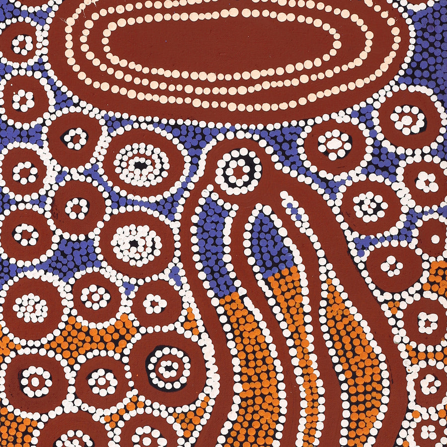 Aboriginal Artwork by Letisha Napanangka Marshall, Ngapa Jukurrpa (Water Dreaming) - Puyurru, 91x30cm