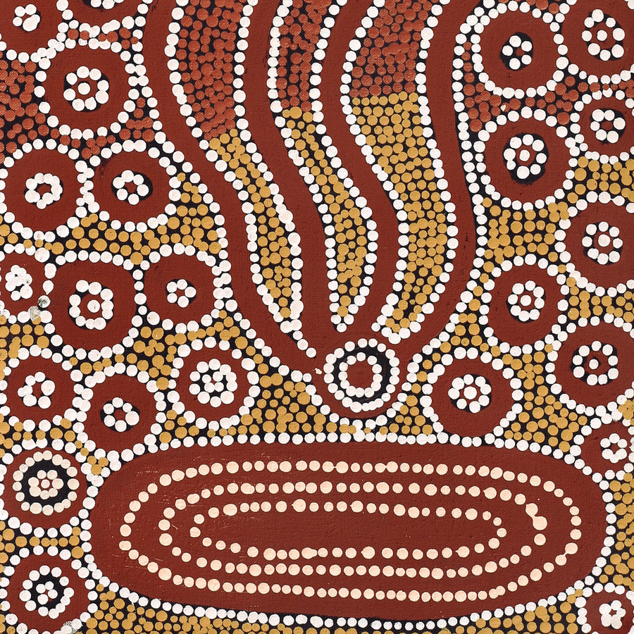 Aboriginal Artwork by Letisha Napanangka Marshall, Ngapa Jukurrpa (Water Dreaming) - Puyurru, 91x30cm