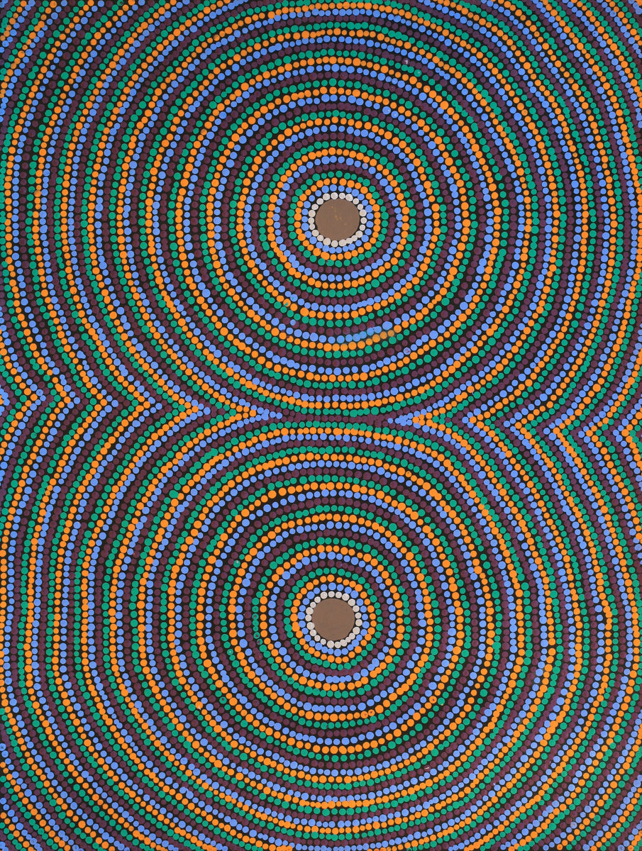 Aboriginal Art by Letisha Napanangka Marshall, Warlukurlangu Jukurrpa (Fire country Dreaming), 61x46cm - ART ARK®