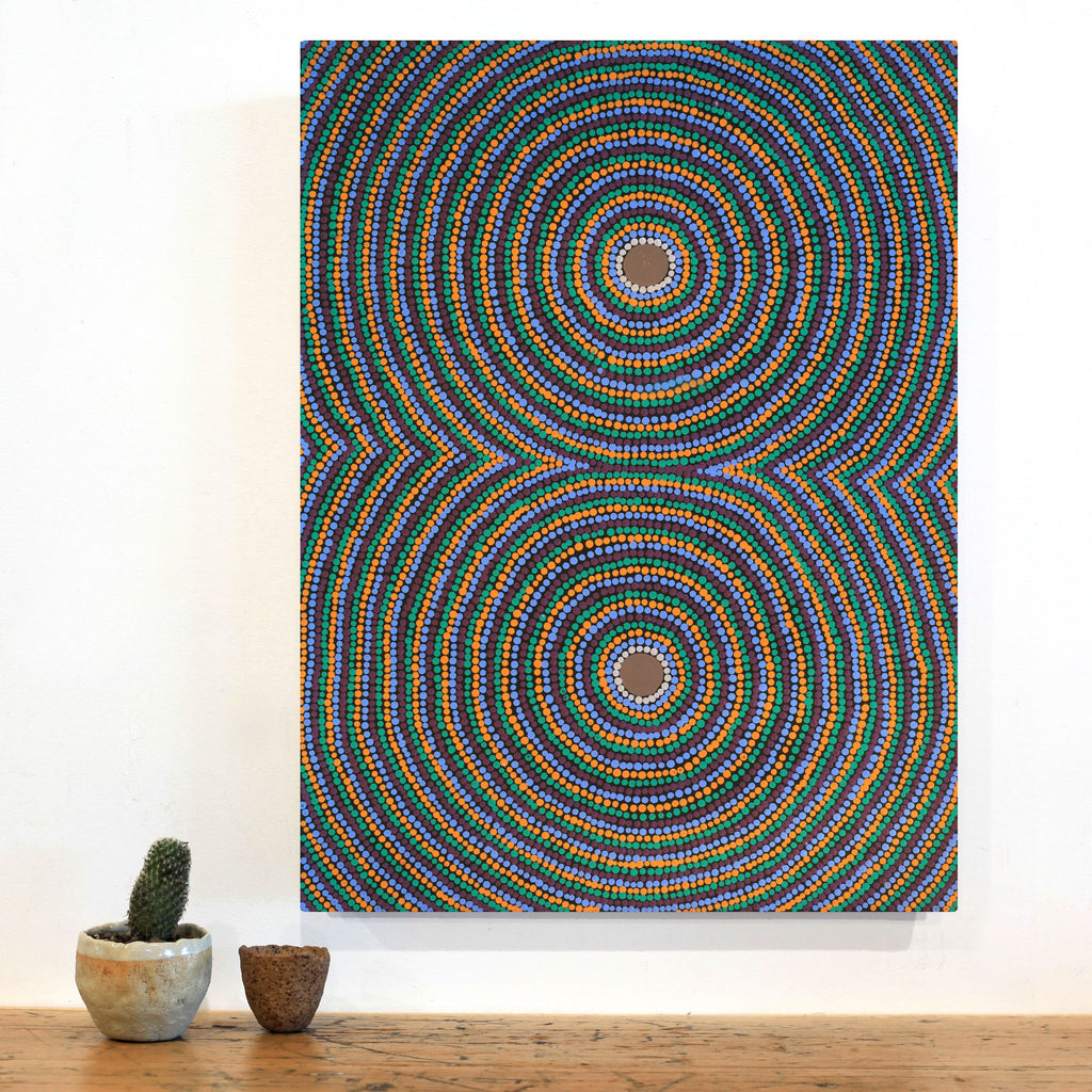 Aboriginal Artwork by Letisha Napanangka Marshall, Warlukurlangu Jukurrpa (Fire country Dreaming), 61x46cm