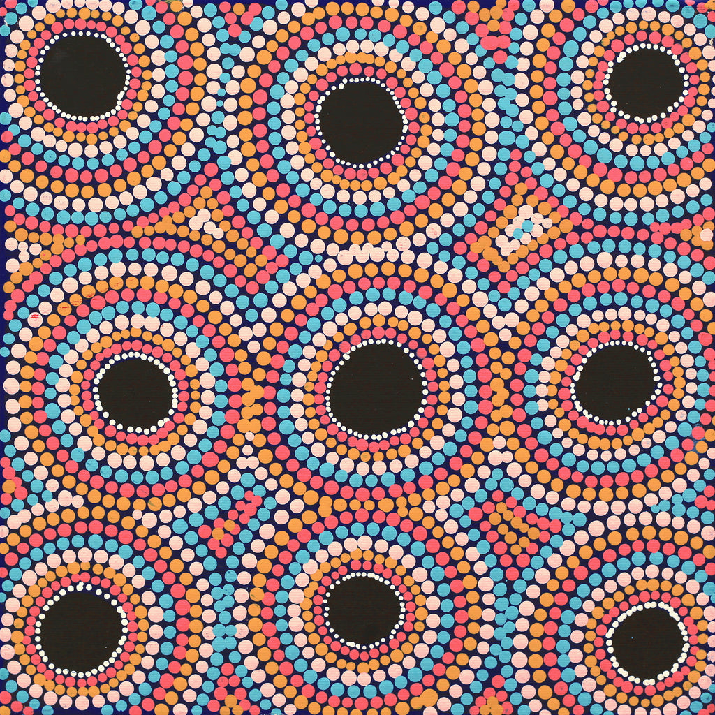 Aboriginal Artwork by Letisha Napanangka Marshall, Ngapa Jukurrpa (Water Dreaming) - Puyurru, 30x30cm
