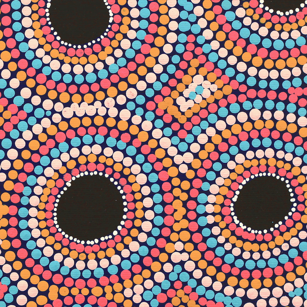 Aboriginal Artwork by Letisha Napanangka Marshall, Ngapa Jukurrpa (Water Dreaming) - Puyurru, 30x30cm