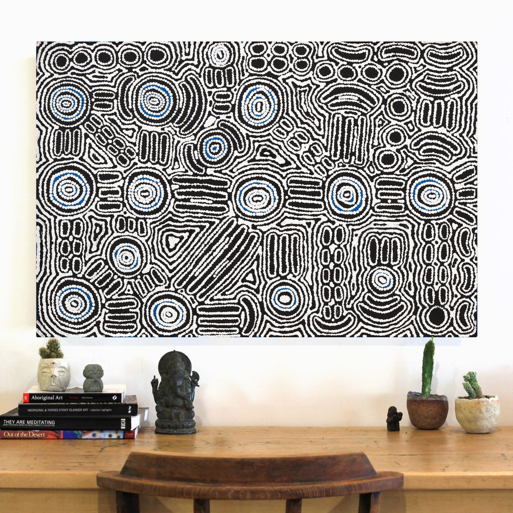 Aboriginal Artwork by Letoya Nakamarra Curtis, Yarla Jukurrpa (Bush Potato Dreaming) - Cockatoo Creek, 91x61cm