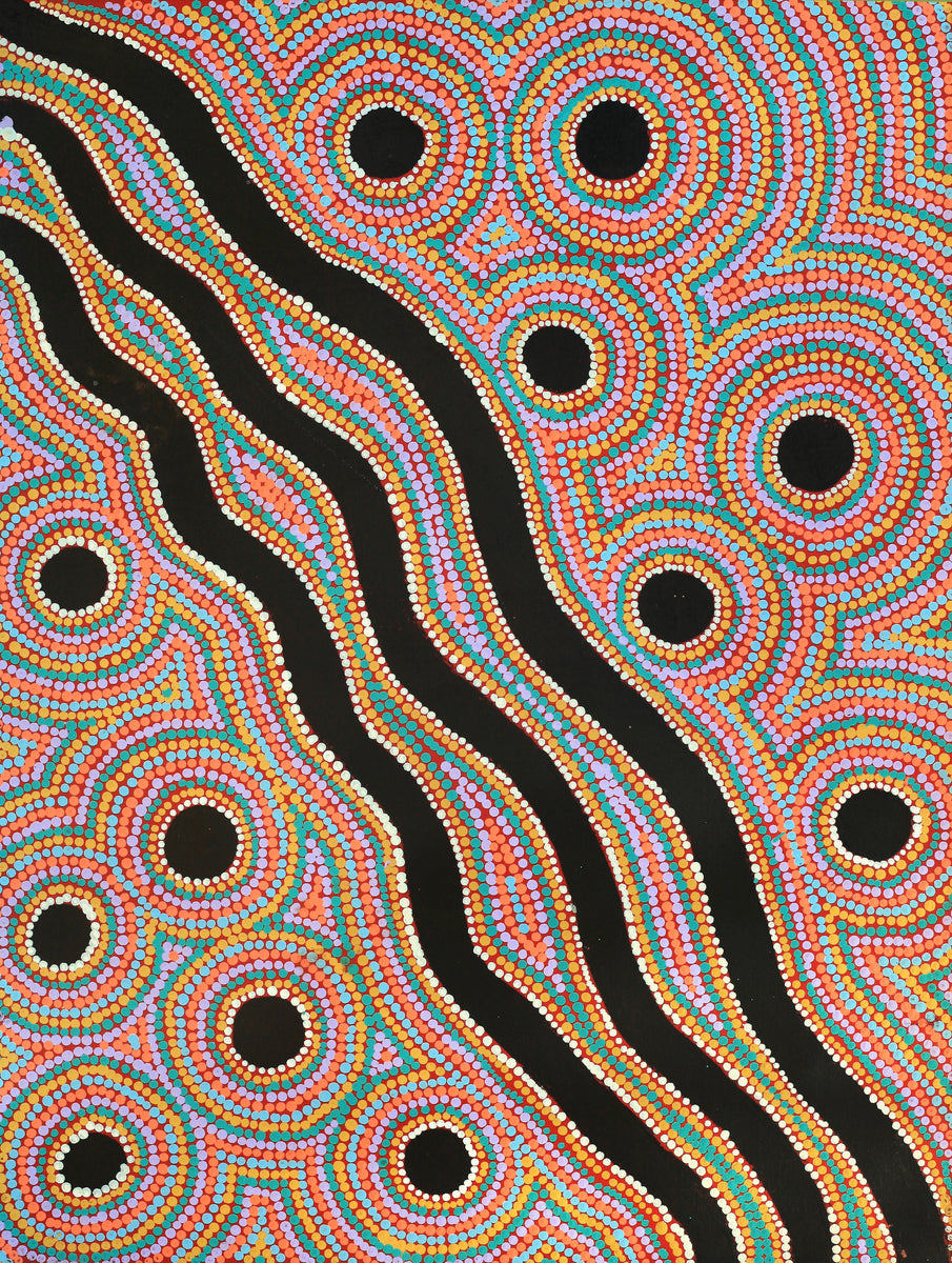 Aboriginal Art by Letisha Napanangka Marshall, Warlukurlangu Jukurrpa (Fire country Dreaming), 61x46cm - ART ARK®