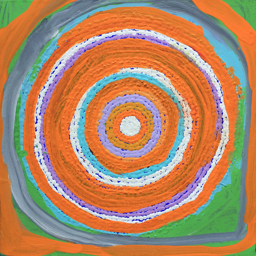 Aboriginal Artwork by Liddy Napanangka Walker, Pirlarla Jukurrpa 30x30cm