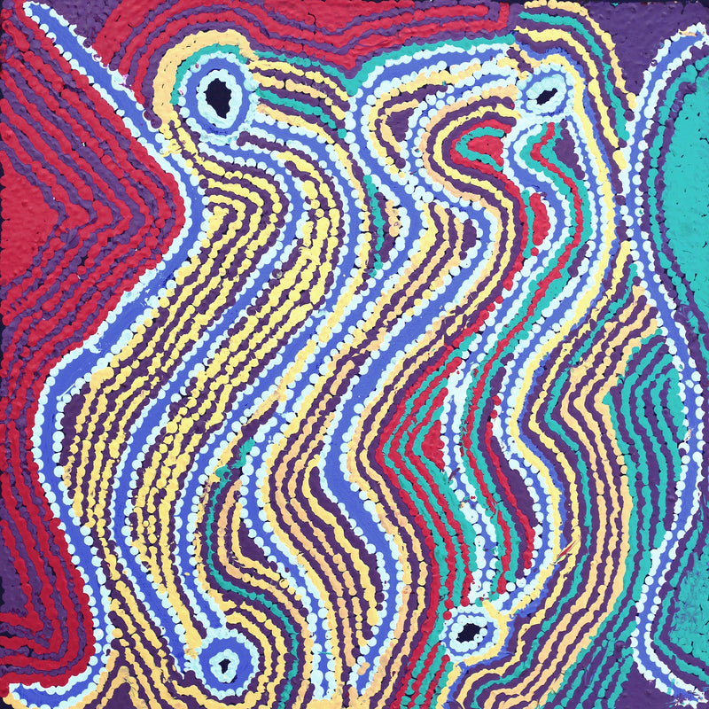 Aboriginal Artwork by Liddy Napanangka Walker, Wakirlpirri Jukurrpa (Dogwood Tree Dreaming), 46x46cm
