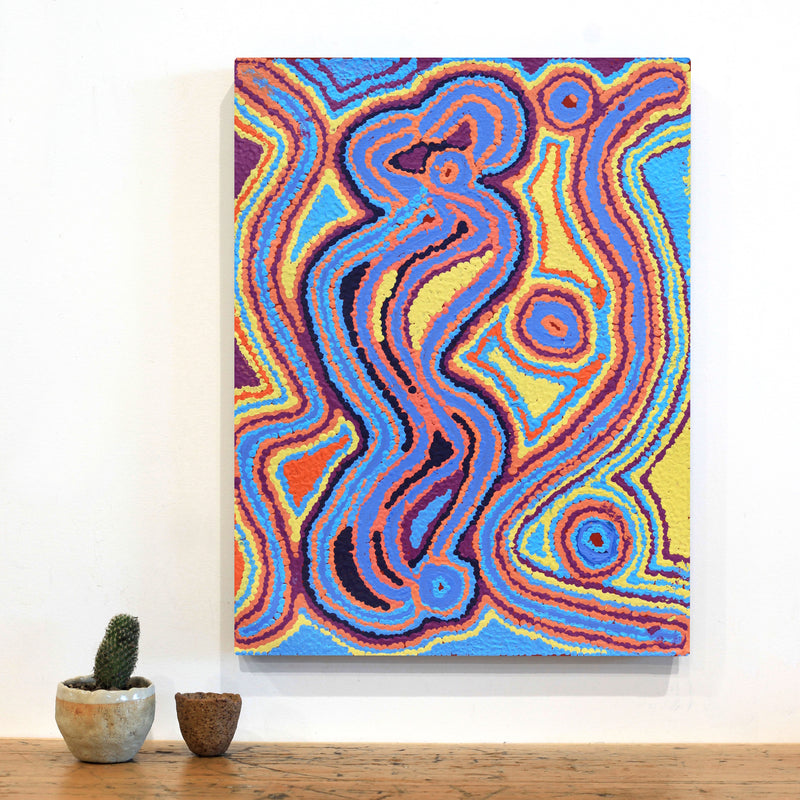 Aboriginal Artwork by Liddy Napanangka Walker, Wakirlpirri Jukurrpa (Dogwood Tree Dreaming), 61x46cm