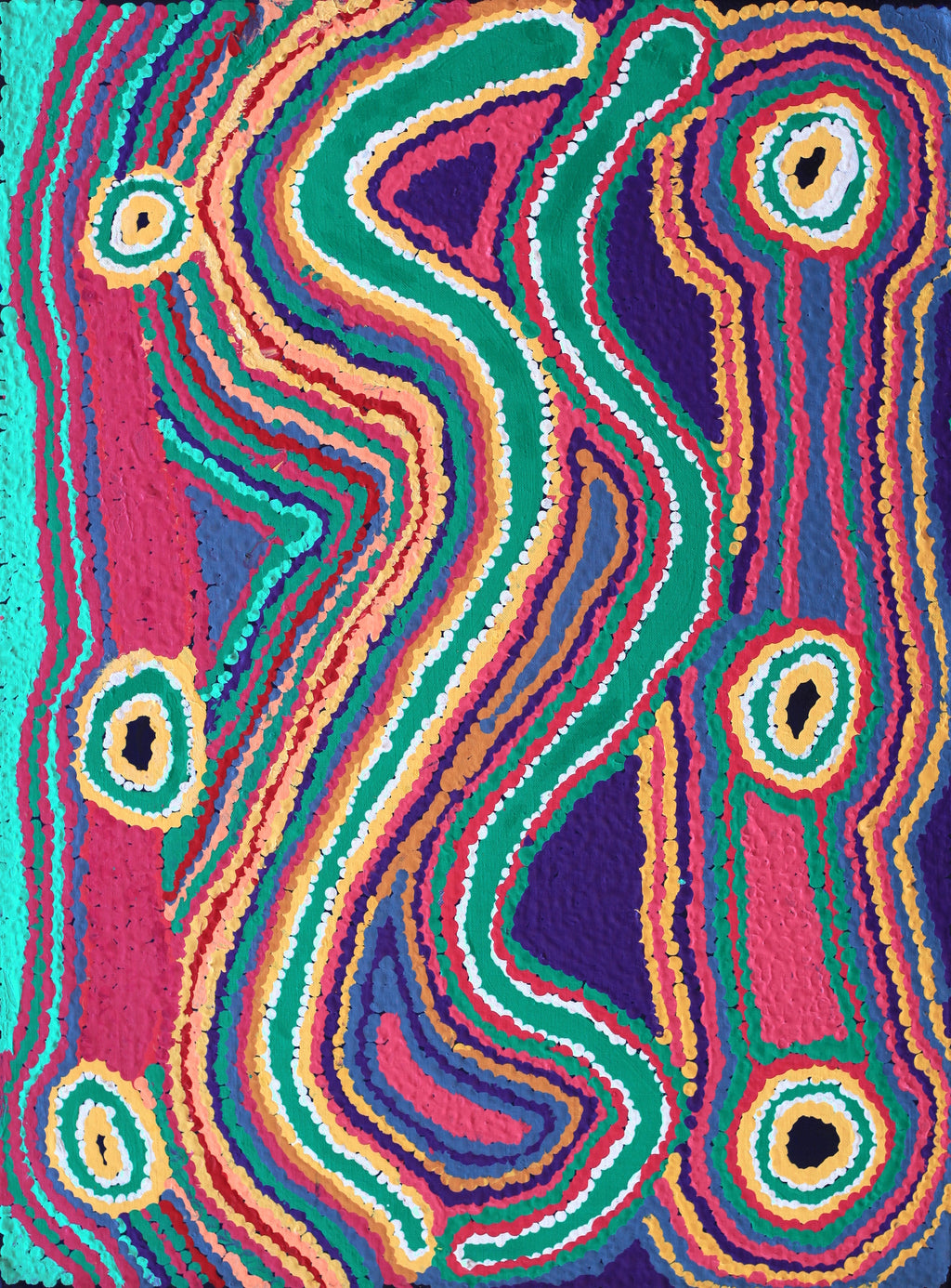 Aboriginal Artwork by Liddy Napanangka Walker, Wakirlpirri Jukurrpa (Dogwood Tree Dreaming), 61x46cm