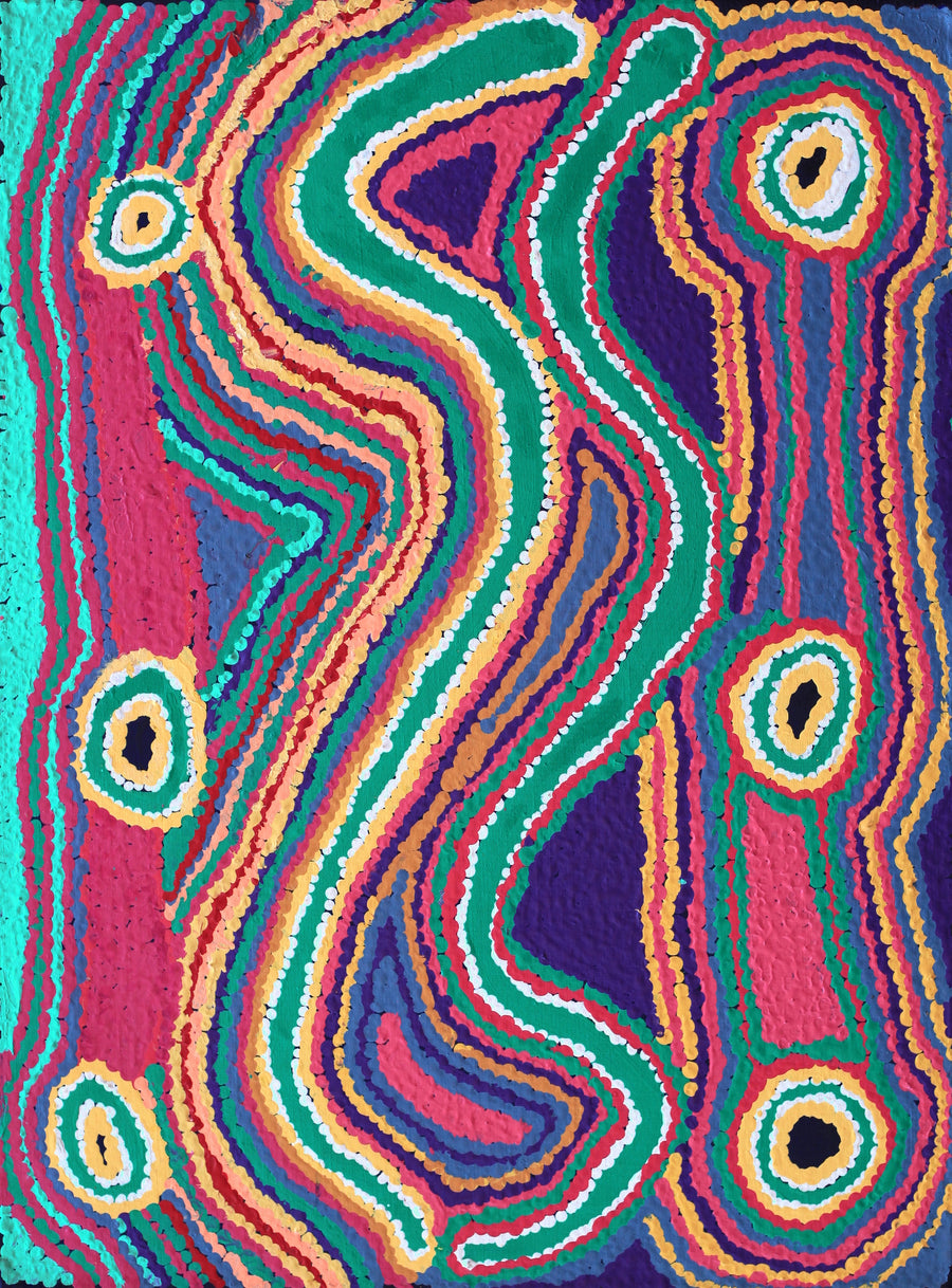 Aboriginal Artwork by Liddy Napanangka Walker, Wakirlpirri Jukurrpa (Dogwood Tree Dreaming), 61x46cm