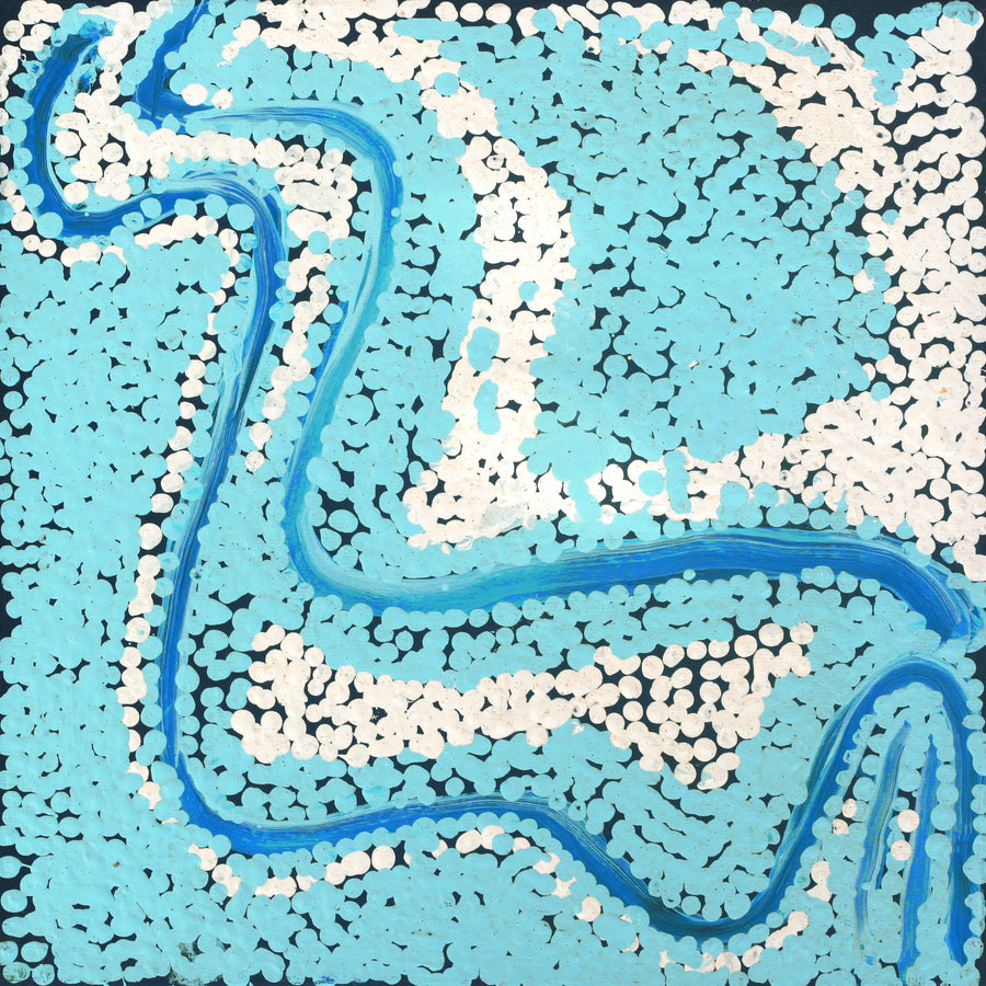 Aboriginal Artwork by Liddy Napanangka Walker, Puturlu Jukurrpa (Mt Theo Dreaming), 30x30cm