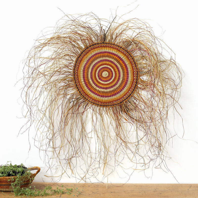 Aboriginal Artwork by Linda Dhapara Garmu - Woven Mat - 110cm