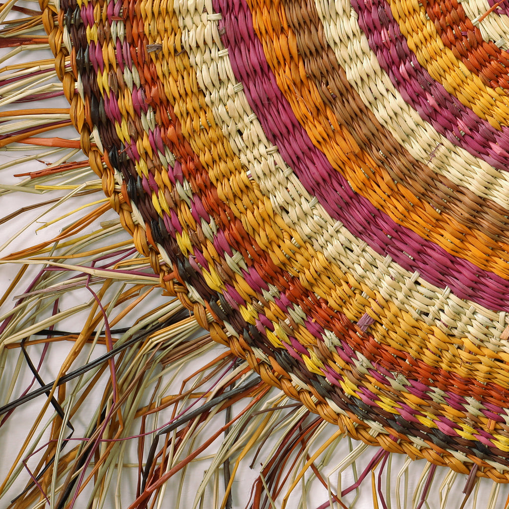 Aboriginal Artwork by Linda Dhapara Garmu - Woven Mat - 110cm