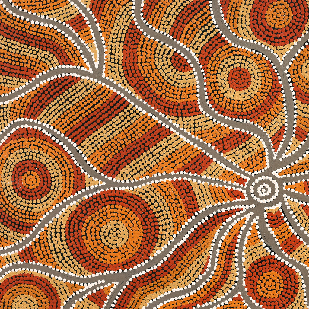 Aboriginal Artwork by Linda Napurrurla Walker, Yarla Jukurrpa (Bush Potato Dreaming) - Cockatoo Creek, 91x61cm