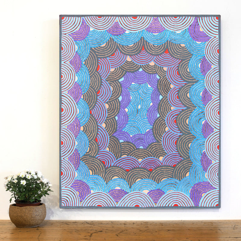 Aboriginal Artwork by Linda Napaljarri James, Marapinti Jukurrpa, 91x76cm