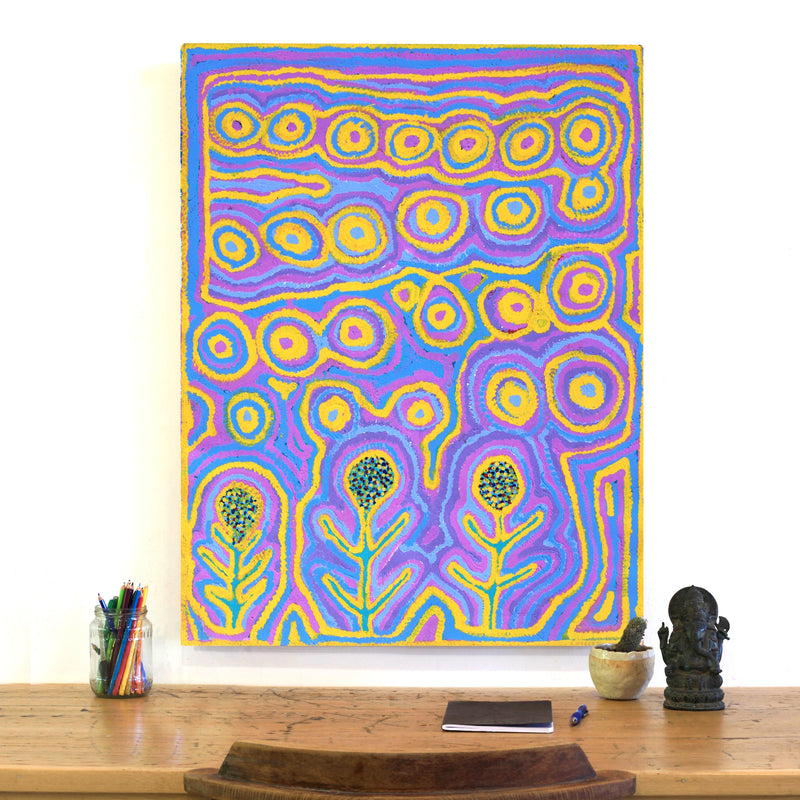 Aboriginal Artwork by Linda Ngitjanka, Yawalyurru at Alkipi, 91x70cm