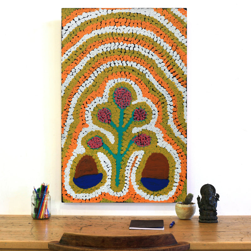 Aboriginal Artwork by Linda Ngitjanka, Alkipi Country, 96x61cm