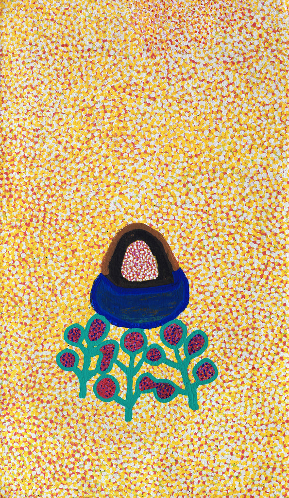 Aboriginal Artwork by Linda Ngitjanka, Grevillea & Puli, 122x71cm
