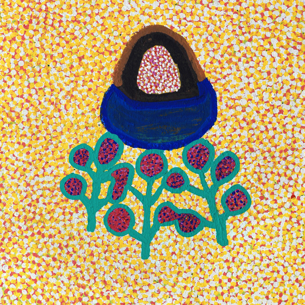 Aboriginal Artwork by Linda Ngitjanka, Grevillea & Puli, 122x71cm - ART ARK®