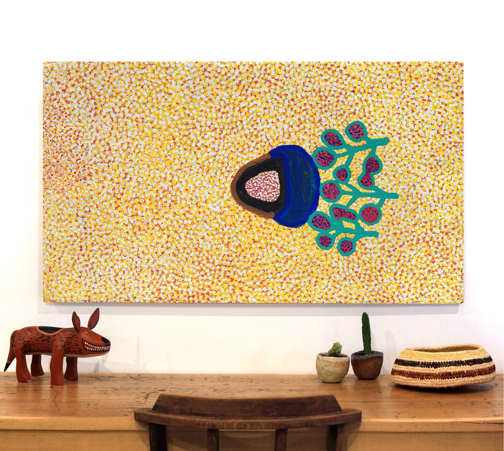 Aboriginal Art by Linda Ngitjanka, Grevillea & Puli, 122x71cm - ART ARK®